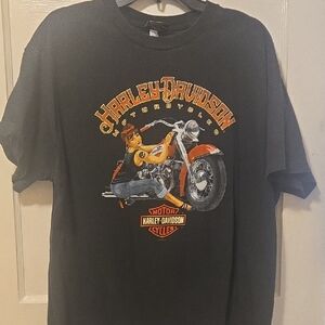 Harley-Davidson Black Tee with Orange Motorcycle Graphic